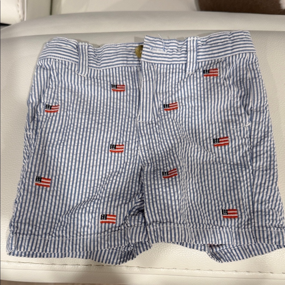 Janie and Jack Striped Shorts with Flag Accents
